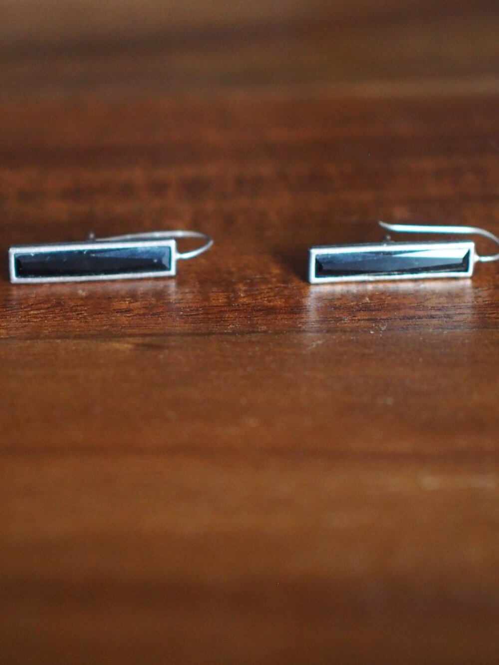Obsidian Rectangular Drop Earrings - Picture 4 of 5